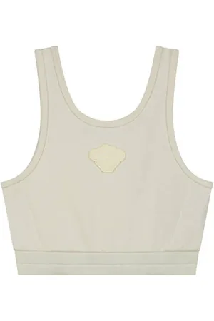 Black Bananas Cropped top Beige Meisjes Stretchkatoen Ronde hals Printopdruk