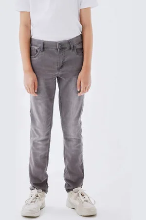 NAME IT KIDS slim fit jeans NKMTHEO Grijs Jongens Jog denim