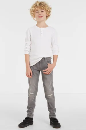 Anytime Tapered slim fit jeans Jongens Denim Effen