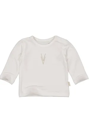 LEVV Baby basic longsleeve LNOOMINOS met printopdruk Wit Jongens/Meisjes Stretchkatoen Ronde hals