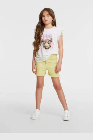 Anytime Denim short Korte broek Groen Effen