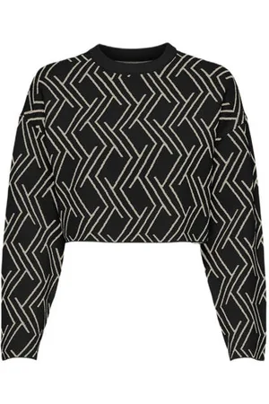 ONLY KIDS GIRL cropped trui zwart Meisjes Viscose Ronde hals All over print