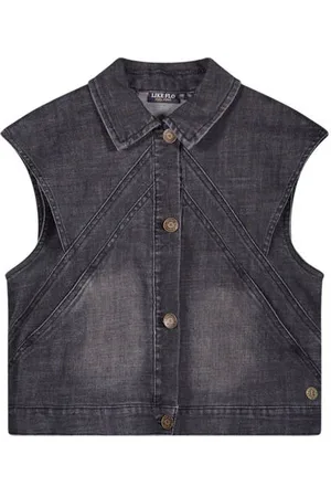 Like Flo Gilet Doris Zwart Meisjes Stretchdenim Klassieke kraag