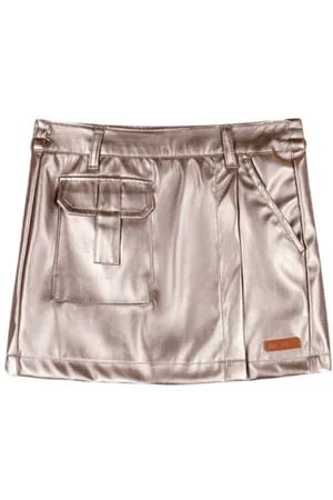 NoNo Imitatieleer skort bruin Rok Effen