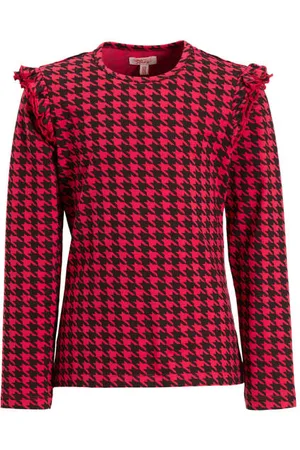 Orange stars Longsleeve Razi pied de poule Meisjes Katoen Ronde hals