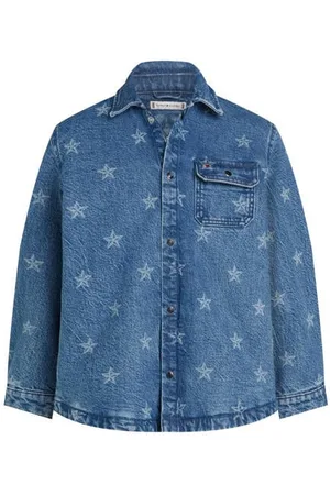 Tommy Hilfiger Blouse met sterren Blauw Meisjes Katoen Klassieke kraag