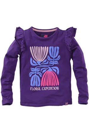 Z8 Longsleeve Volente met ruches Meisjes Stretchkatoen Ronde hals
