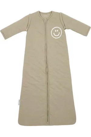 Meyco Winter slaapzak Slub met Smile applicatie taupe/offwhite Babyslaapzak 70 cm