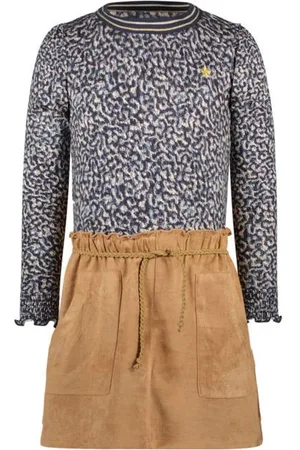 Like Flo Jurk Maartje met all over print Meisjes Viscose Ronde hals