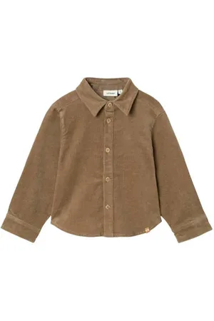 Lil Atelier MINI overhemd NMMOBERT Bruin Jongens Katoen Klassieke kraag