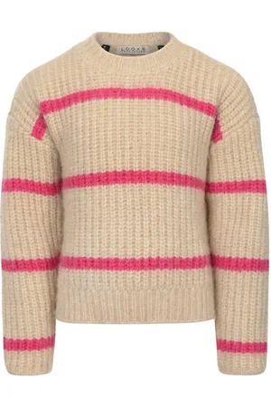 Looxs 10sixteen gebreide trui ecru Meisjes Nylon Ronde hals Streep