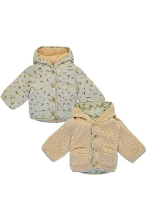 Noppies Baby reversible teddy winterjas met all over print