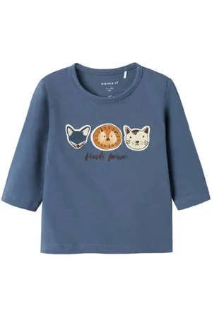 NAME IT BABY baby longsleeve NBMORKAN met printopdruk Jongens Katoen Ronde hals