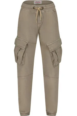 Vingino Tapered fit cargobroek Carlos Beige Jongens Stretchkatoen