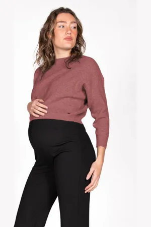 Love2wait Cropped zwangerschapstrui Dames Viscose Ronde hals Effen