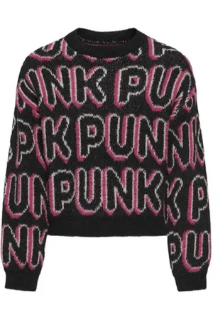 ONLY KIDS GIRL gebreide trui zwart Meisjes Polyamide Ronde hals All over print