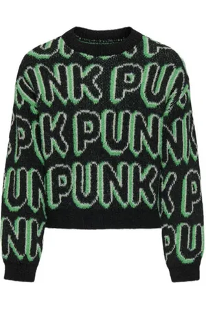 ONLY KIDS GIRL gebreide trui zwart Meisjes Polyamide Ronde hals All over print