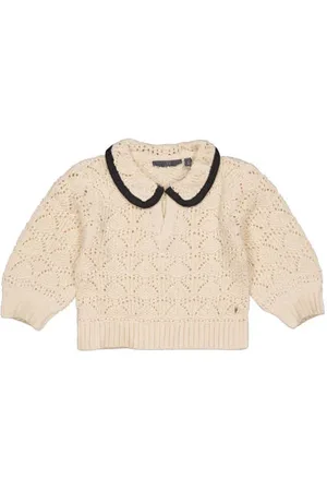 LEVV Little gebreide sweater PIBBE met contrastbies Meisjes Katoen Klassieke kraag