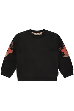 Stains&Stories Sweater zwart Trui Meisjes Stretchkatoen Ronde hals Printopdruk