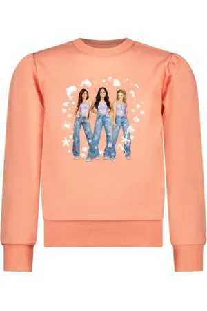 B.Nosy X K3 K3 sweater Scottie met printopdruk Oranje Meisjes Stretchkatoen Ronde hals