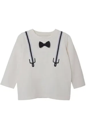 NAME IT MINI longsleeve NMMRUNE met printopdruk Ecru Jongens Stretchkatoen Ronde hals