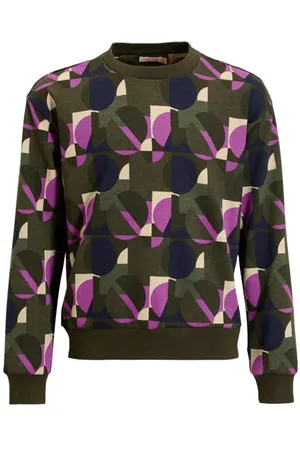 Orange stars Sweater Rua met alloverprint donkerblauw Trui Groen Meisjes Katoen Ronde hals