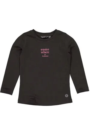 LEVV Little geweven longsleeve PEMMA met tekst Meisjes Stretchkatoen Ronde hals