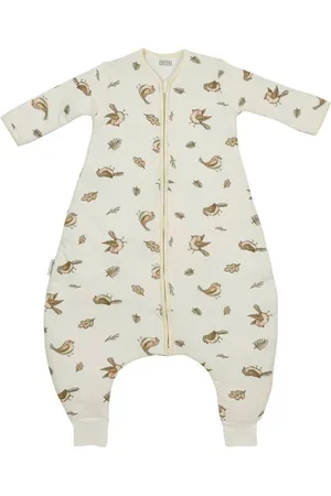 Meyco Gevoerde winter slaapoverall jumper Robin Babyslaapzak Ecru Dierenprint 80 cm