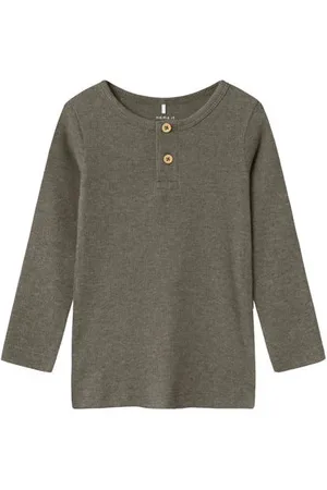 NAME IT MINI longsleeve NMFKAB Grijs Jongens Stretchkatoen Ronde hals Gemêleerd