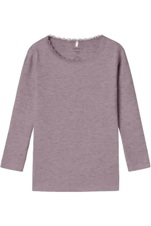 NAME IT MINI ribgebreide longsleeve NMFKAB Paars Meisjes Stretchkatoen Ronde hals