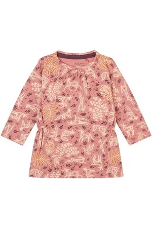 Noppies Baby korte jurk roze Meisjes Stretchkatoen Ronde hals All over print