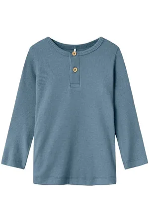 NAME IT MINI longsleeve NMFKAB frisblauw Jongens Stretchkatoen Ronde hals