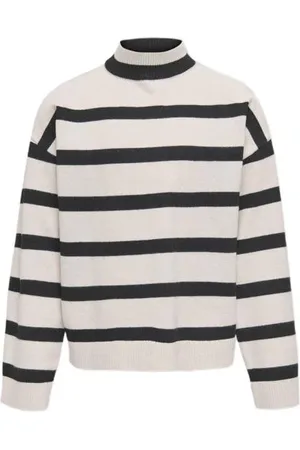 ONLY KIDS GIRL gebreide trui ecru Meisjes Polyester Opstaande kraag Streep