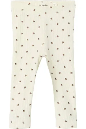 Lil Atelier BABY slim babybroek ecru Meisjes Katoen All over print
