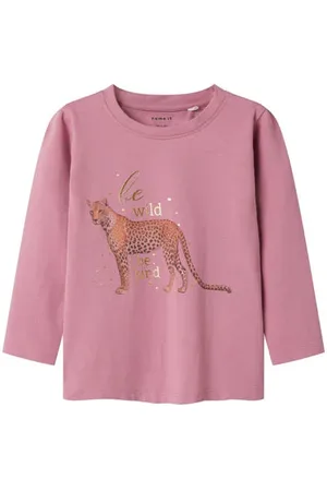 NAME IT MINI longsleeve roze Meisjes Stretchkatoen Ronde hals Effen