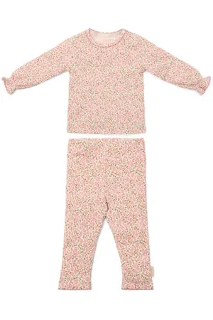 Little Dutch Pyjama roze Meisjes Stretchkatoen Ronde hals Bloemen