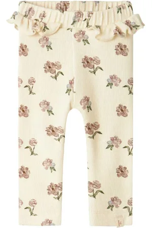 Lil Atelier BABY slim legging ecru Meisjes Katoen Effen