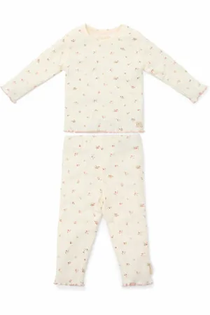 Little Dutch Pyjama ecru Meisjes Katoen Ronde hals Bloemen