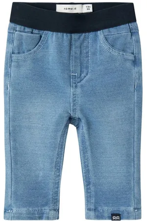 NAME IT BABY baby slim fit jeans NBMSILAS Light blue denim Groen Effen