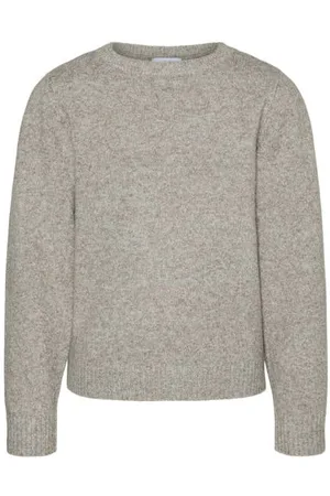 VERO MODA Gebreide trui grijs Meisjes Polyester Ronde hals Gemêleerd