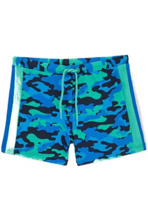 WE Fashion Zwemboxer blauw/groen Jongens Polyamide Camouflage