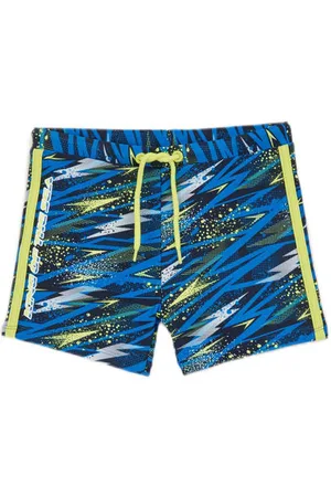 WE Fashion Zwemboxer blauw/geel Jongens Polyamide All over print