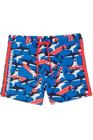 WE Fashion Zwemboxer blauw/rood Jongens Polyamide All over print