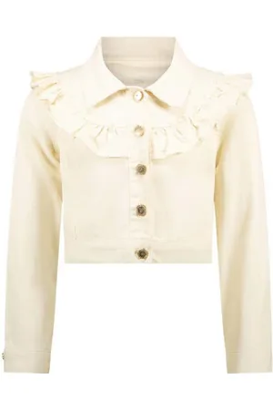 Le Chic Spijkerjas wit Meisjes Stretchdenim Klassieke kraag Effen