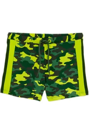 WE Fashion Zwemboxer groen/geel Jongens Polyamide Camouflage
