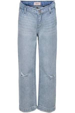ONLY KIDS GIRL straight high waist jeans Blauw Effen