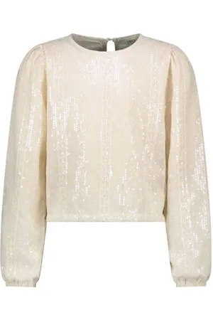 Like Flo Blousetop wit met pailletten Meisjes Polyester Ronde hals Effen