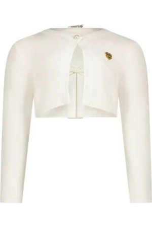 Le Chic Bolero met strikdetail wit Vest Meisjes Stretchkatoen Ronde hals