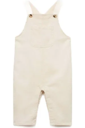 MANGO Tuinbroek beige Jongens Katoen Vierkante hals Effen