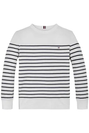 Tommy Hilfiger Longsleeve wit Jongens Katoen Ronde hals Streep